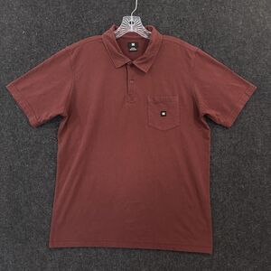 DC Polo Shirt Men's Medium Burgundy Maroon Chest Pocket Skateboard Cotton Blend